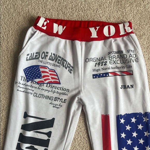 New York Patriotic Jogger Pants - Red, White, and Blue - Picture 2 of 5